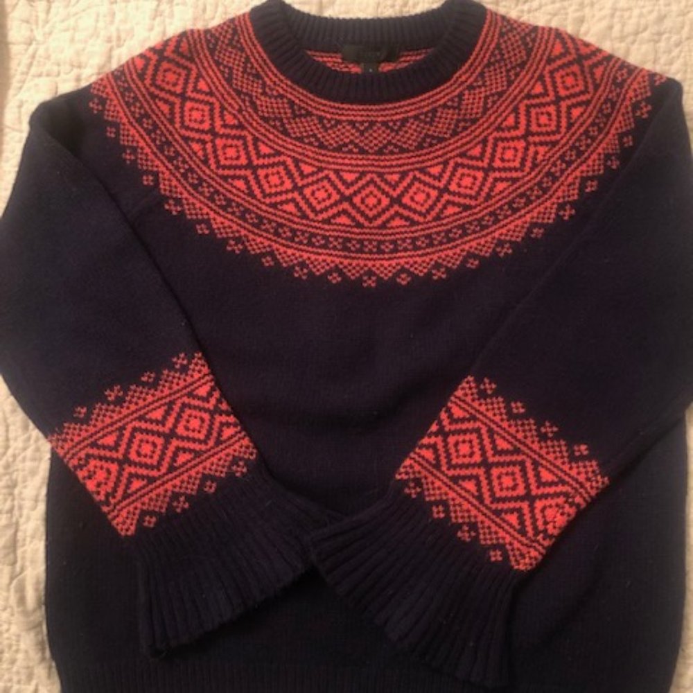 J Crew Fairisle Sweater with ruffled cuff Size Small